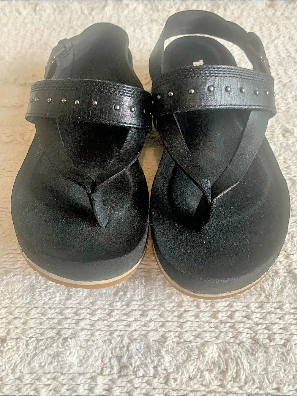 Timberland Black Studded Cross Strap Leather Sandals US 8.5